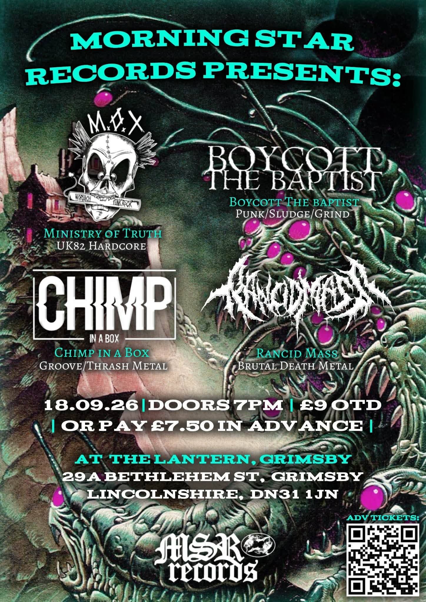 Ministry Of Truth, Boycott The Baptist, Chimp In A Box & Rancid Mass